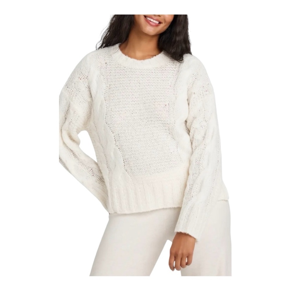 Splendid x Cella Jane Cable Knit Sweater in Ivory Size Large